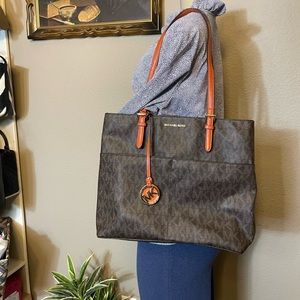 Michael Kors Brown and Orange Tote Bag